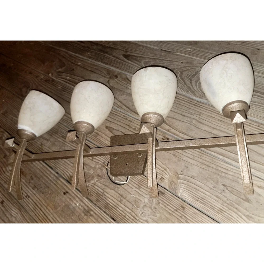 NEW Nuvo Rustic Finish Tuscan Suede Glass Shade 4-light Bath Fixture 33 X 12 X 7